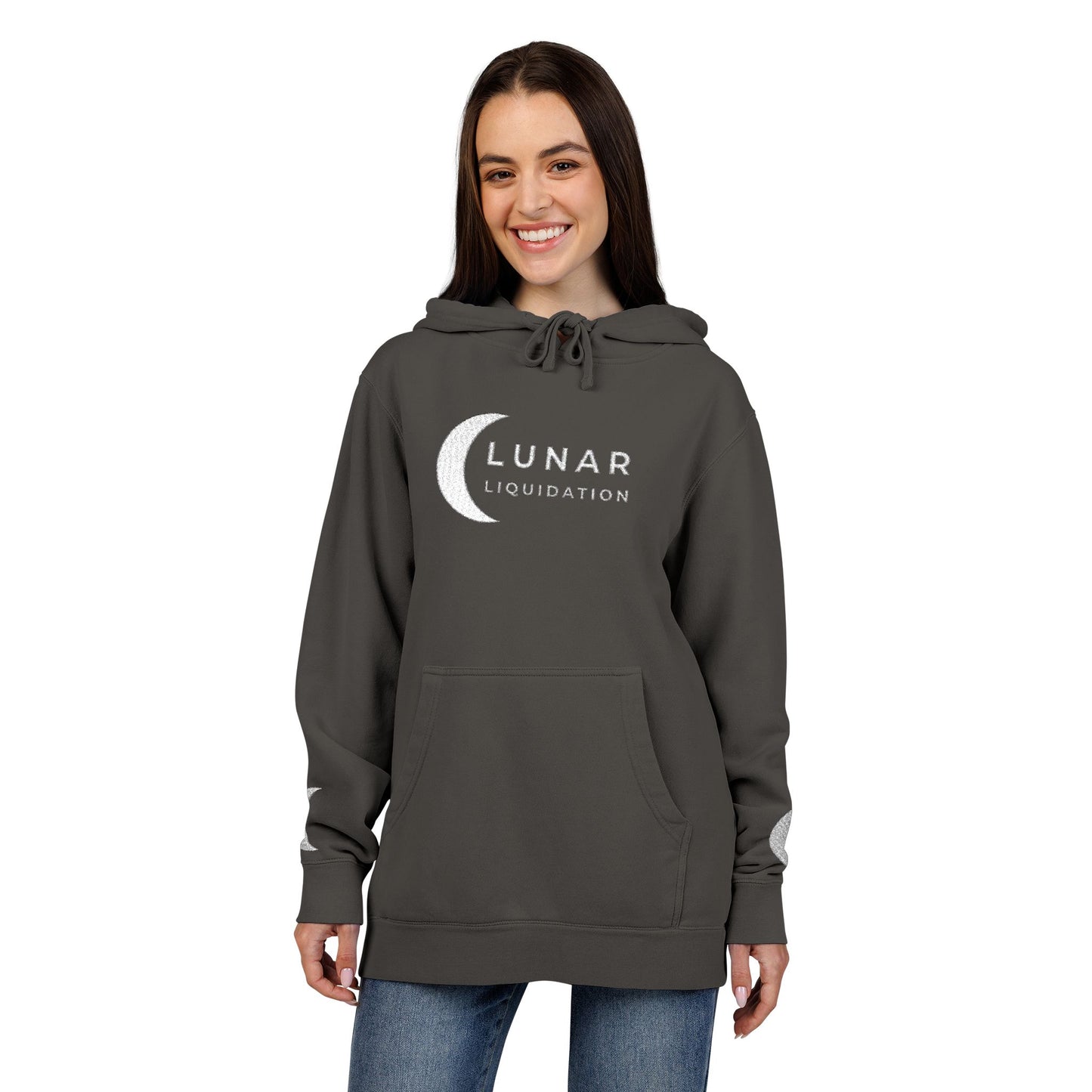 Lunar Embroidered Pullover Hoodie by Independent Trading Co. | White Logo