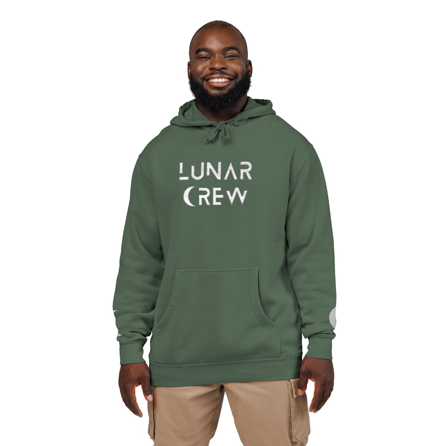Lunar Crew Embroidered Pullover Hoodie by Independent Trading Co. | White Logo